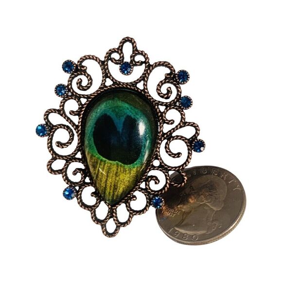 Betsey Johnson Peacock Ring Sz 7 Feather Big Statement Vegetable Garden Morocco - Picture 12 of 15
